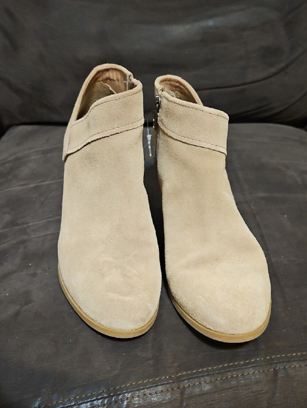 Koolaburra Sand Suede Ankle Booties with Stacked Heel - Picture 2 of 9